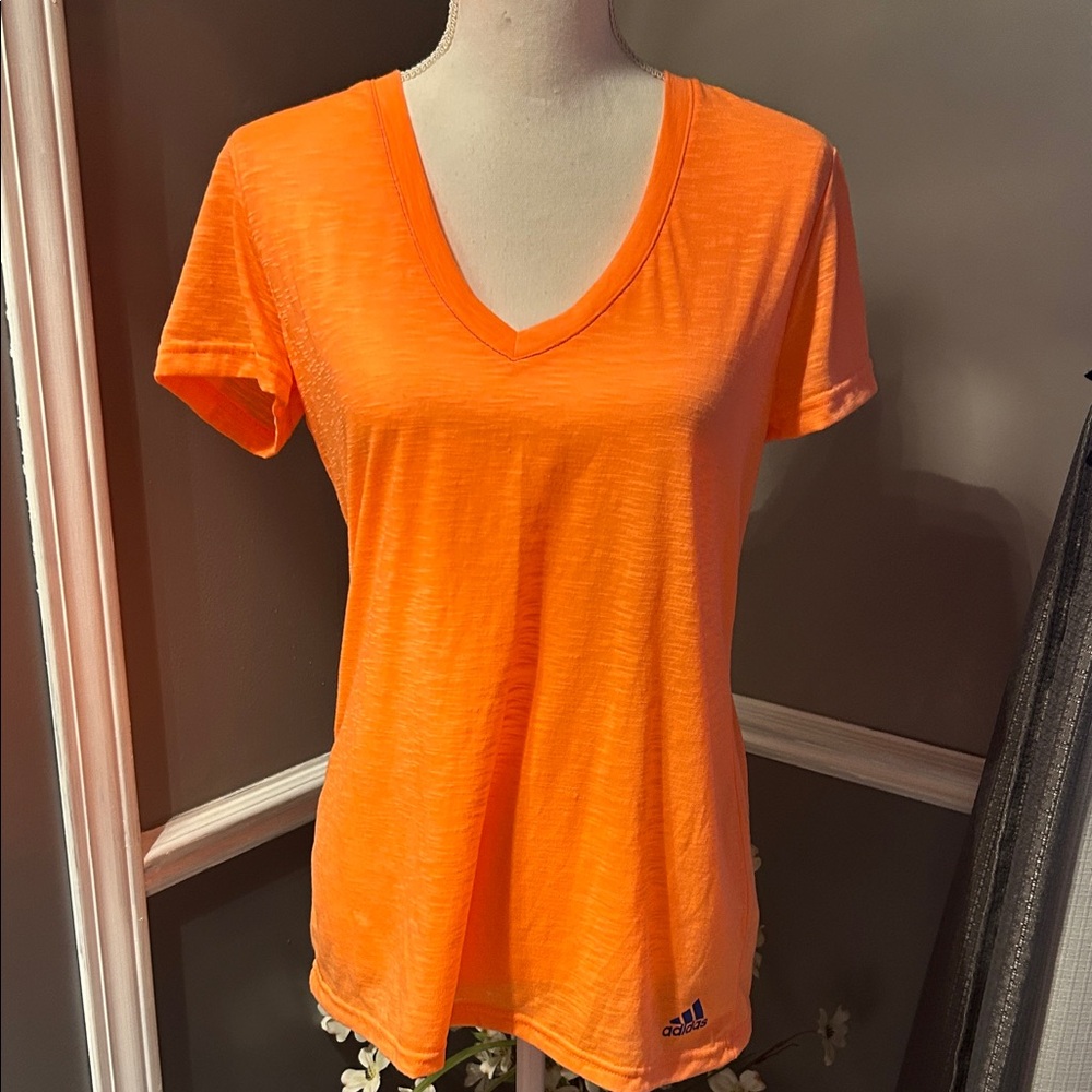 adidas Bright Orange V-Neck Tee